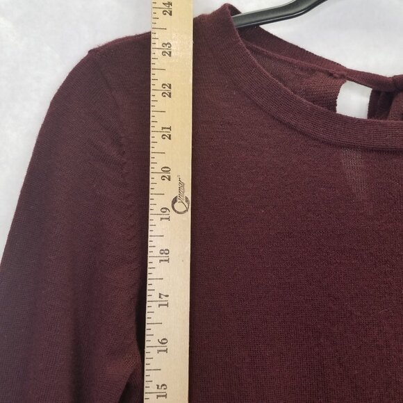 Nanette Lepore Sweater Women's S Burgundy Tie Back Fine Merino Wool Bell Sleeve - Picture 9 of 12